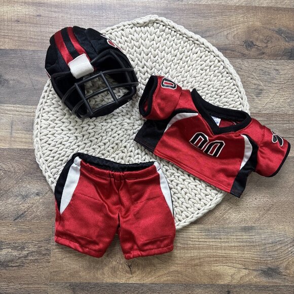 Build A Bear Red Football Outfit Jersey Pants Helmet for BABW Plush Bears - Picture 1 of 6